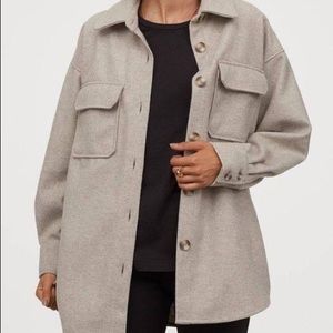 H&M beige shirt jacket shacket